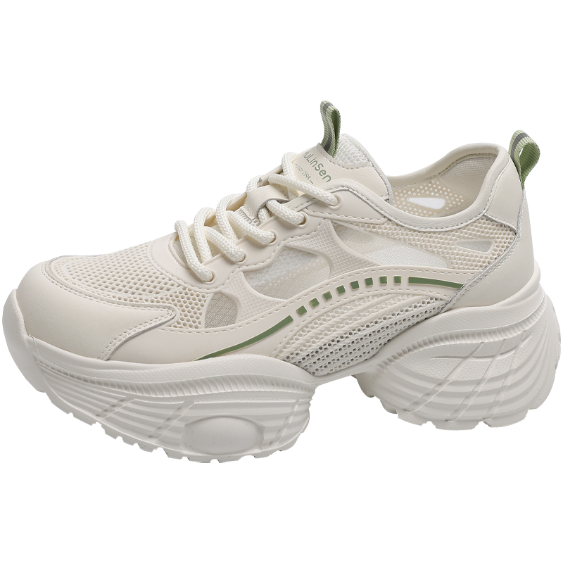 Mulinsen Synthetic Leather Abrasion Resistant, Breathable, Lightweight Low top Chunky Sneakers Women's