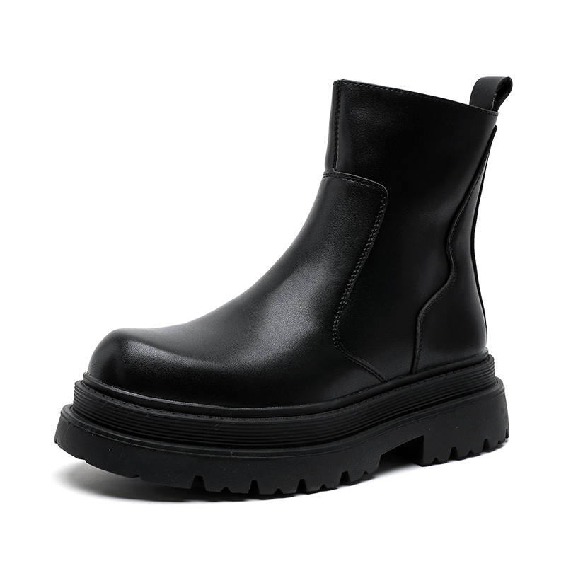 KAQIAODI Microfiber Leather Fleece Lined, Petite Vintage, Pipe Ankle Boots Men's Black