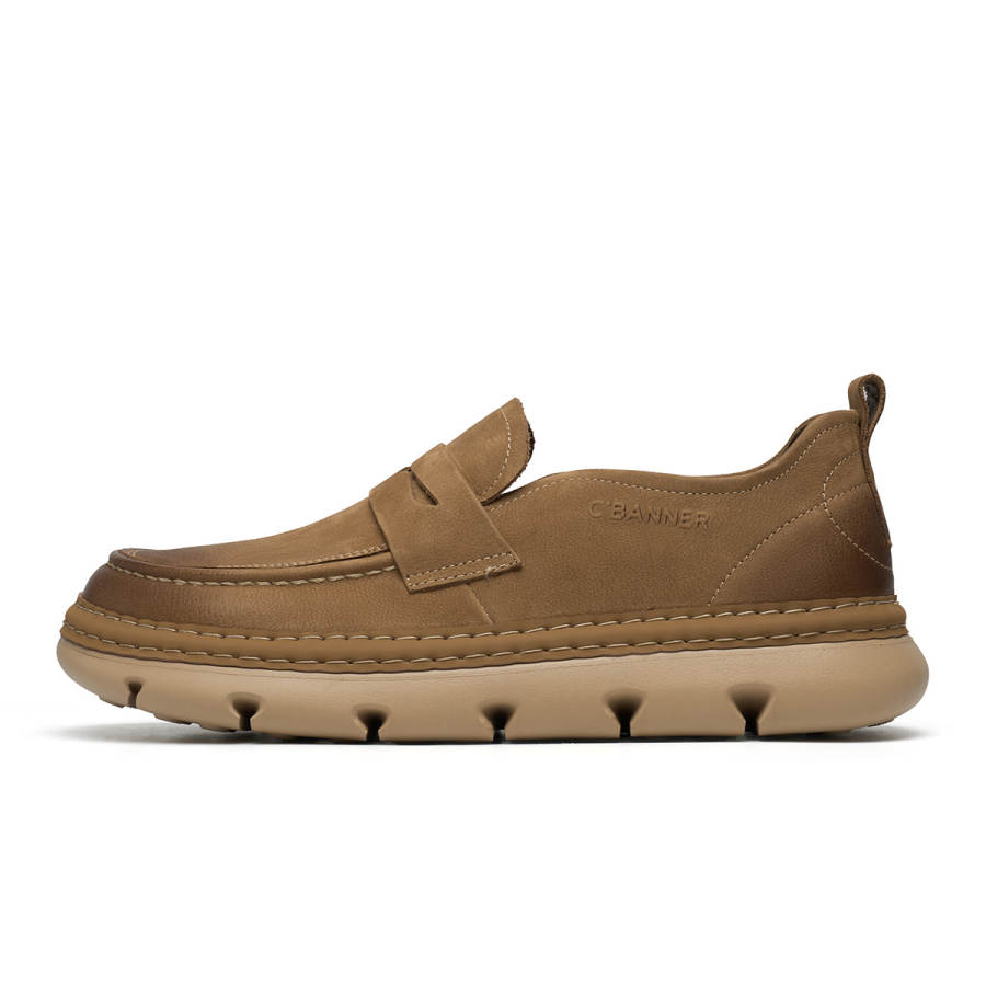 C°BANNER Cow Leather Men's Casual Shoes Men's Yellow Brown