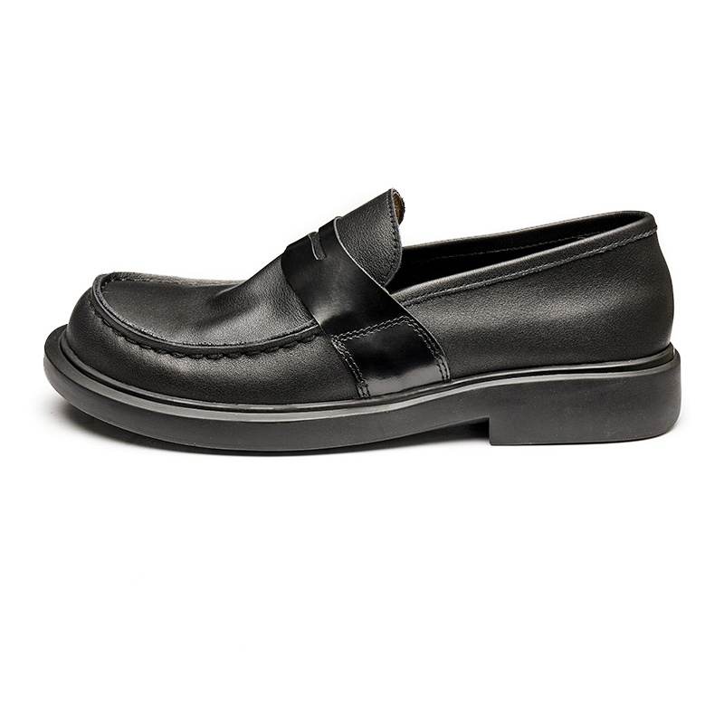 Brounvanm Top Grain Cow Leather Casual Shoes Men's Black