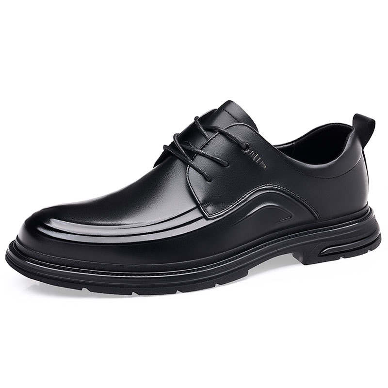 KAQIAODI Casual Leather Shoes Men's Low Top Black