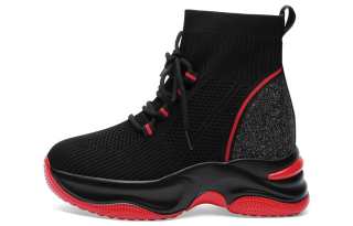 GUQITIANLUN Casual Shoes Women's High Top Black/Red