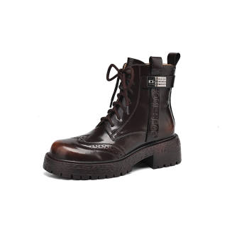 Yeezyy Reezy Cow Leather Short Combat Boots 5 Cm Women's