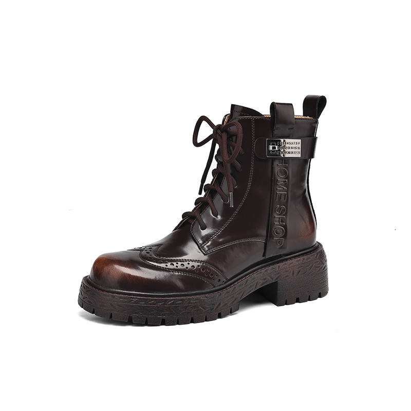 Yeezyy Reezy Cow Leather Short Combat Boots 5 Cm Women's