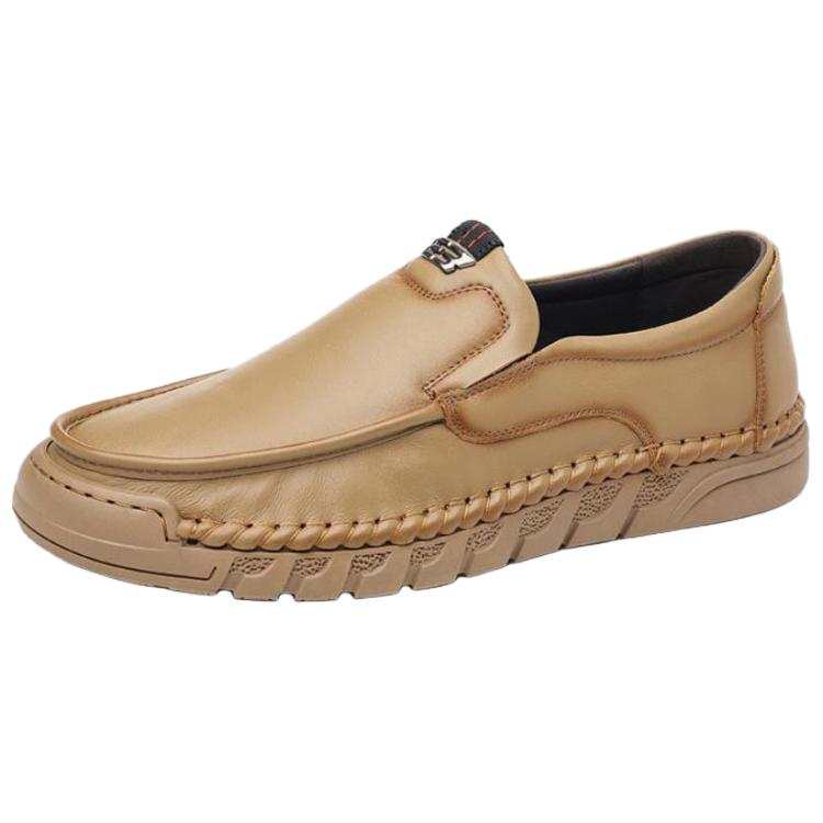 YINGLUNQISHI Top Grain Cow Leather Casual Shoes Men's Brown