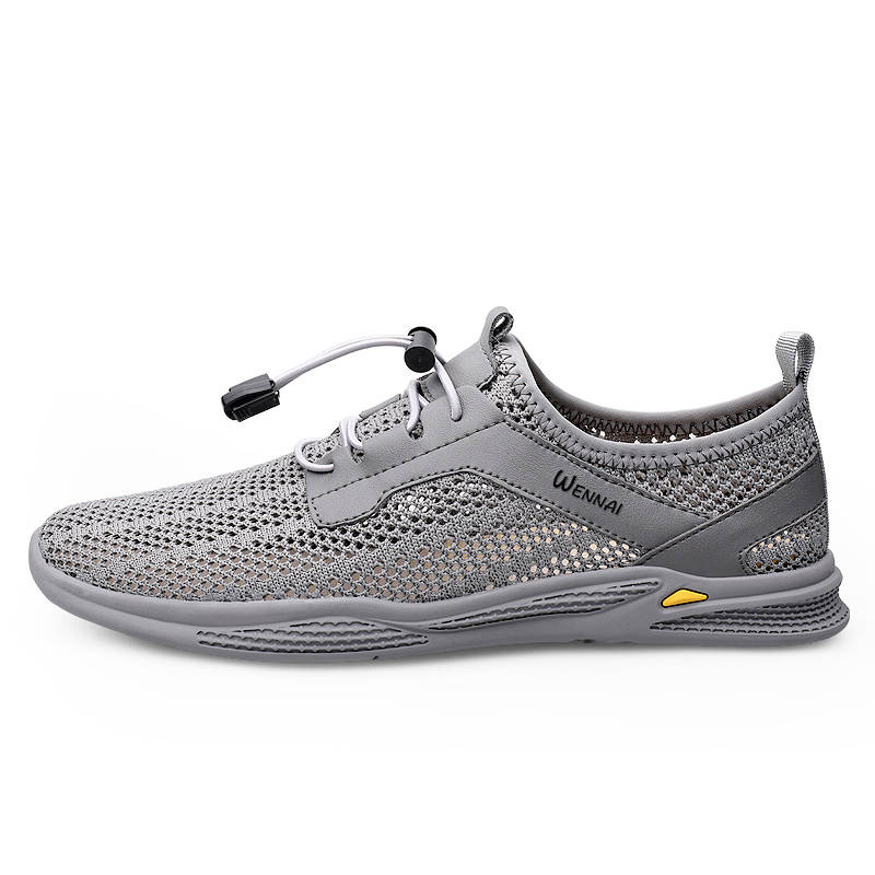 WENNAI Mesh Breathable Abrasion Resistant Breathable And Wear resistant Low top Casual Shoes Men's Gray