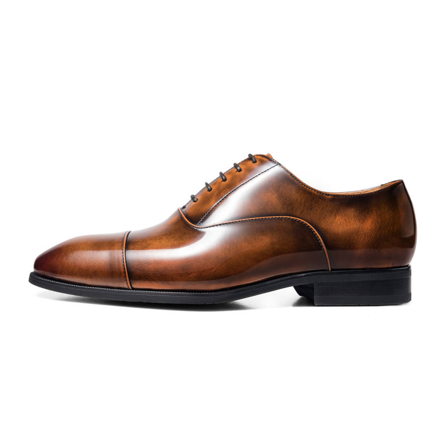 THOM WILLS British Business Shiny Oxford Shoes Old Money Style Dress Shoes Men's Yellow Brown Polished