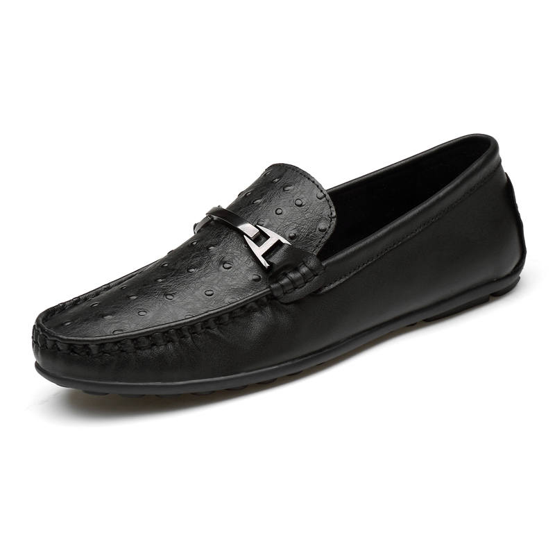 YALU Men's Casual Shoes Men's Low Top Black/White/Brown/Ostrich Pattern Black