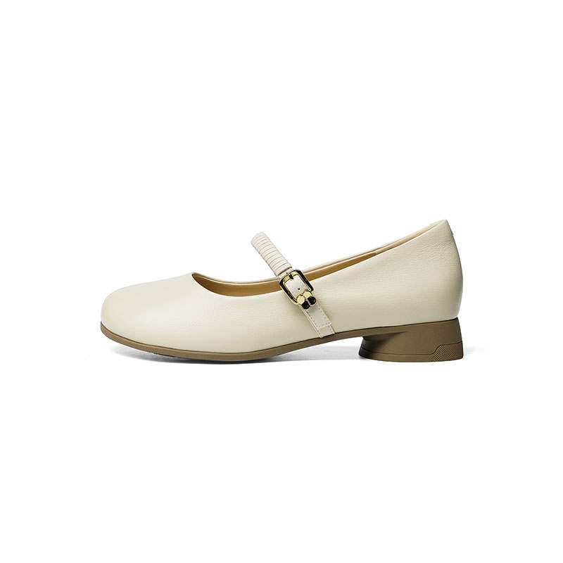 RED DRAGONFLY Cow Leather Chunky Heel Mary Jane Shoes Women's
