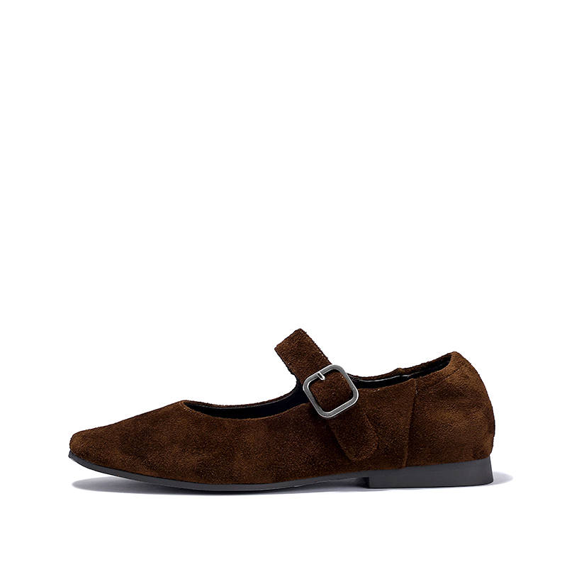 Brut Ros′e Cow Split Leather Block Heel Mary Jane Shoes Women's