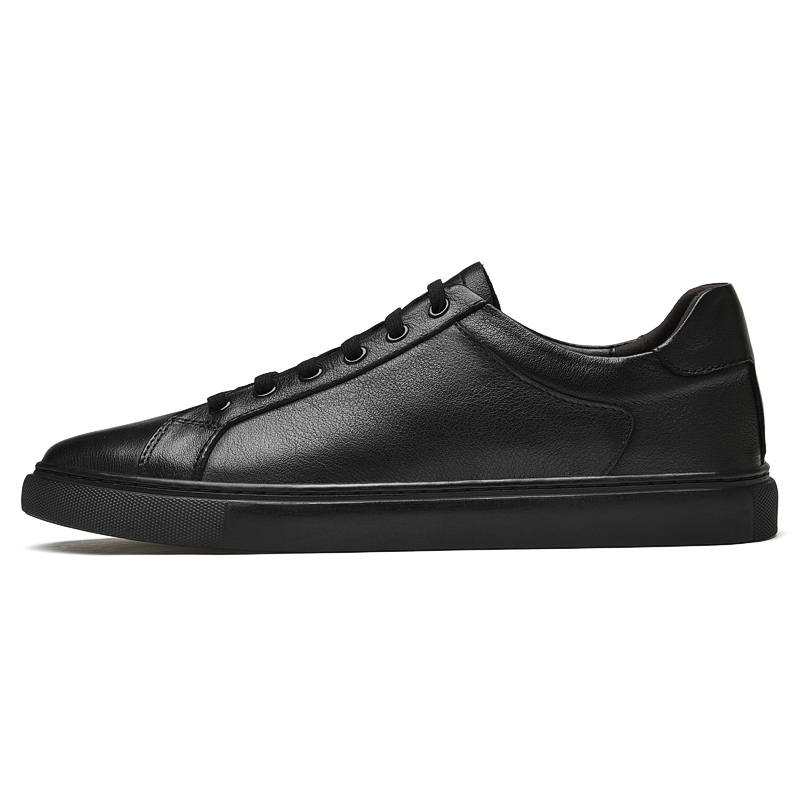 YINGLUNQISHI Top Grain Cow Leather Casual Shoes Men's Black