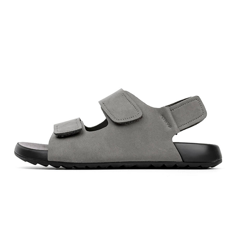ROYAL FAMILY Cow Split Leather Beach Sandals Men's Smoke Gray