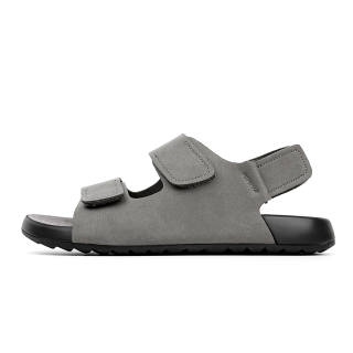 ROYAL FAMILY Cow Split Leather Beach Sandals Men's Smoke Gray