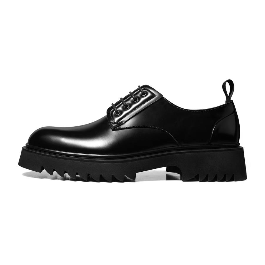 THOM WILLS Cleanfit Trendy Shiny Chunky Derby Shoes Casual Shoes Men's Black
