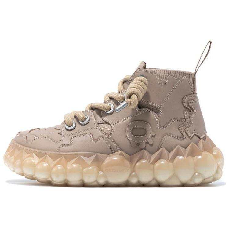 OETZI Cow Leather Abrasion Resistant Lightweight Wear resistant And Lightweight Mid top Casual Shoes Unisex Khaki