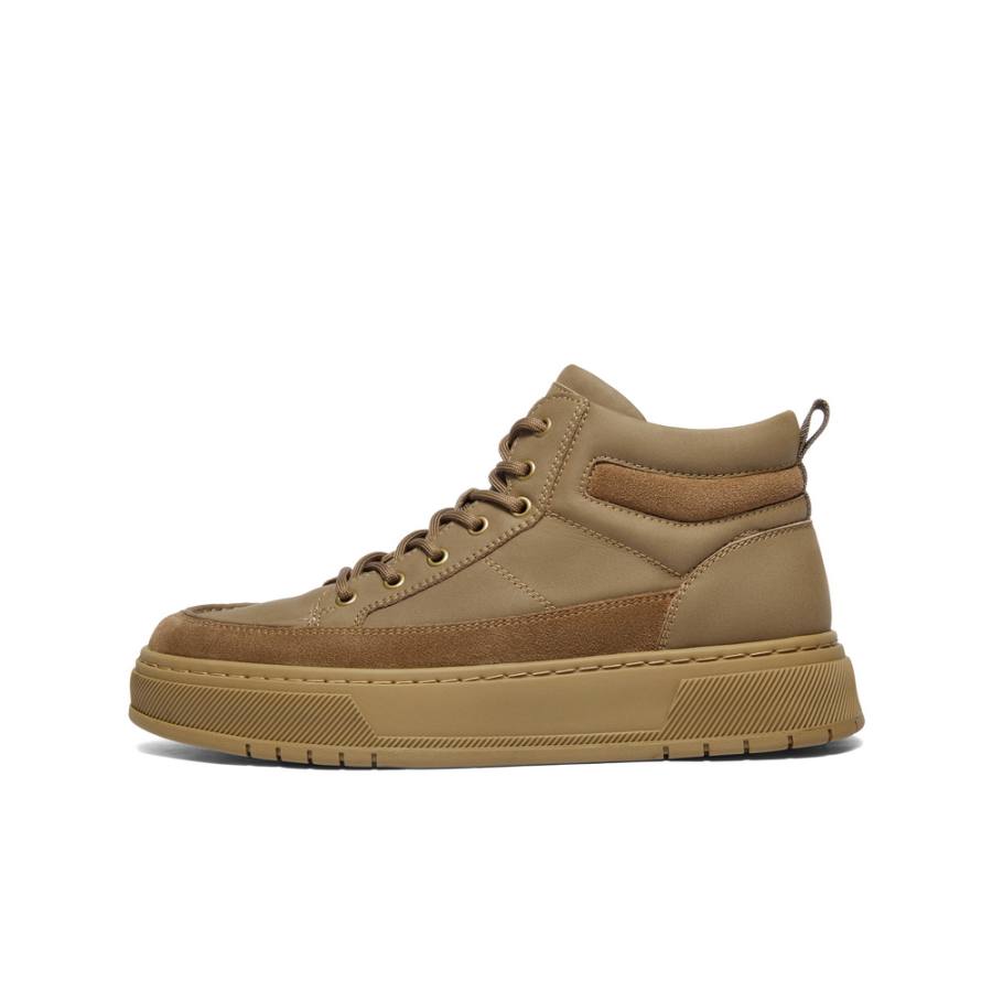 BELLE Combat Boots Men's High Top Khaki Yellow Brown