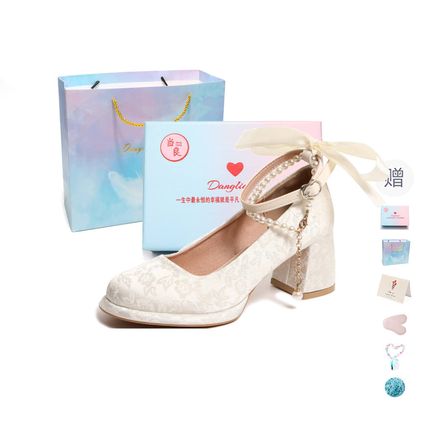 DANGLIANG Chunky Heel Mary Jane Shoes 6CM Women's Gift Box Set
