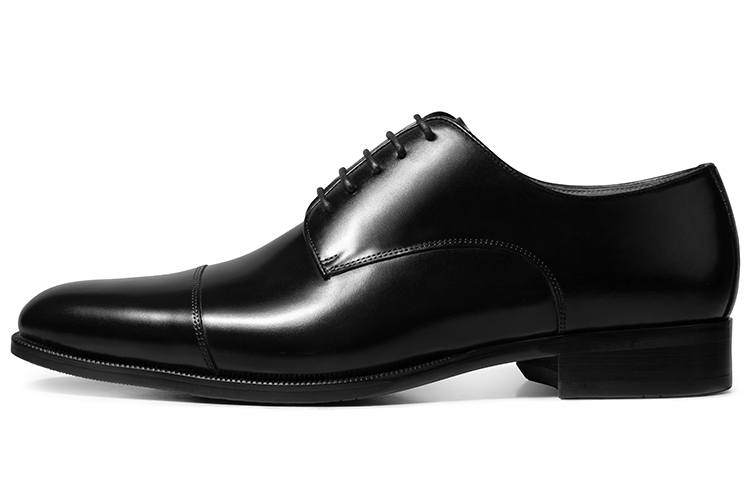 THOM WILLS British Style Calfskin Derby Shoes Old Money Style Dress Shoes Men's Black