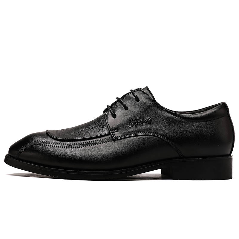 YIMINU Casual Leather Shoes Men's Low Top Black