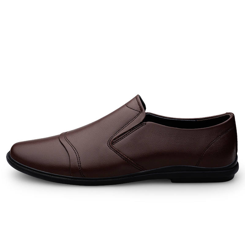YINGLUNQISHI Top Grain Cow Leather Casual Shoes Men's Brown