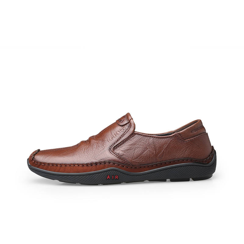 LAORENTOU Casual Leather Shoes Men's Low Top Khaki