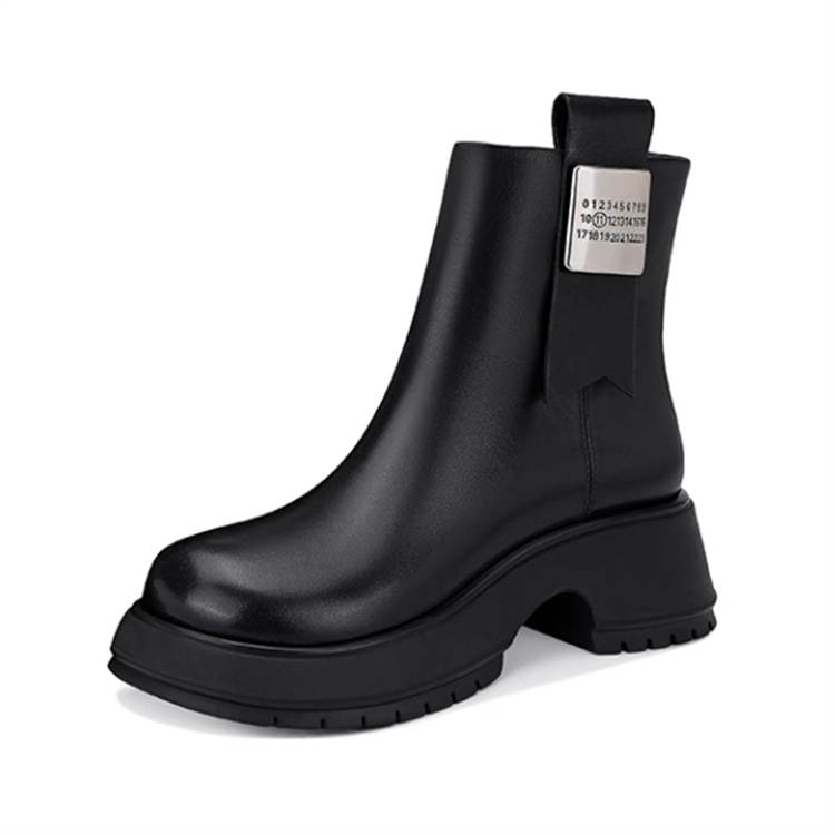 JESSICA SOPHIA Cow Leather Ankle Boots 4.5cm Women's Black