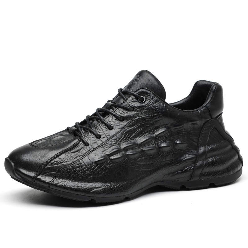 SENJIALUO Cow Split Leather Casual Shoes Men's Black