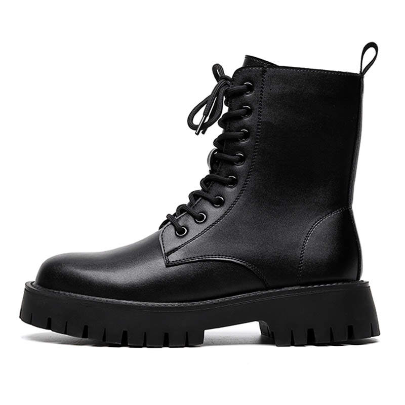 ZONEJOY ZONEJOY Synthetic Leather Crew Combat Boots Men's Black