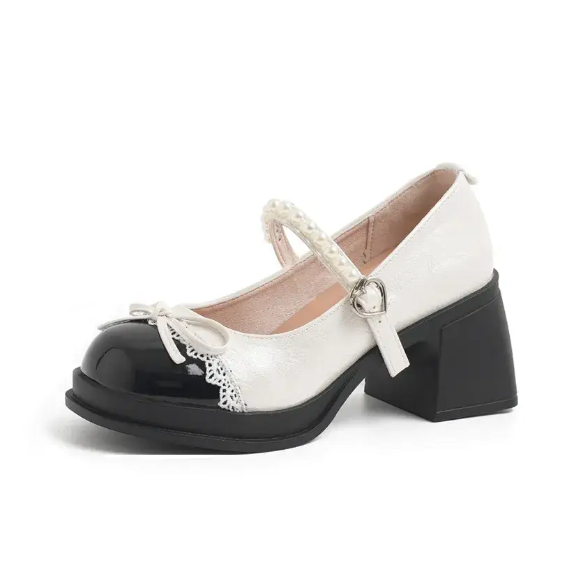 DAWEIJIA Microfiber Leather Chunky Heel Mary Jane Shoes Women's