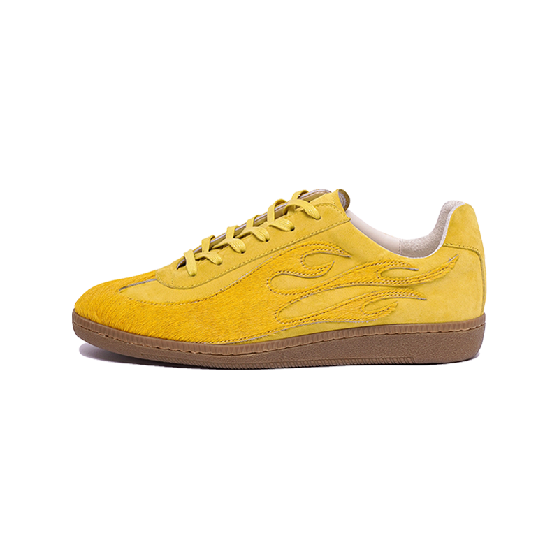 SYMBOLS OF LIGHT Sheepskin Abrasion Resistant Abrasion Resistant Low top Skateboard Shoes Men's Yellow