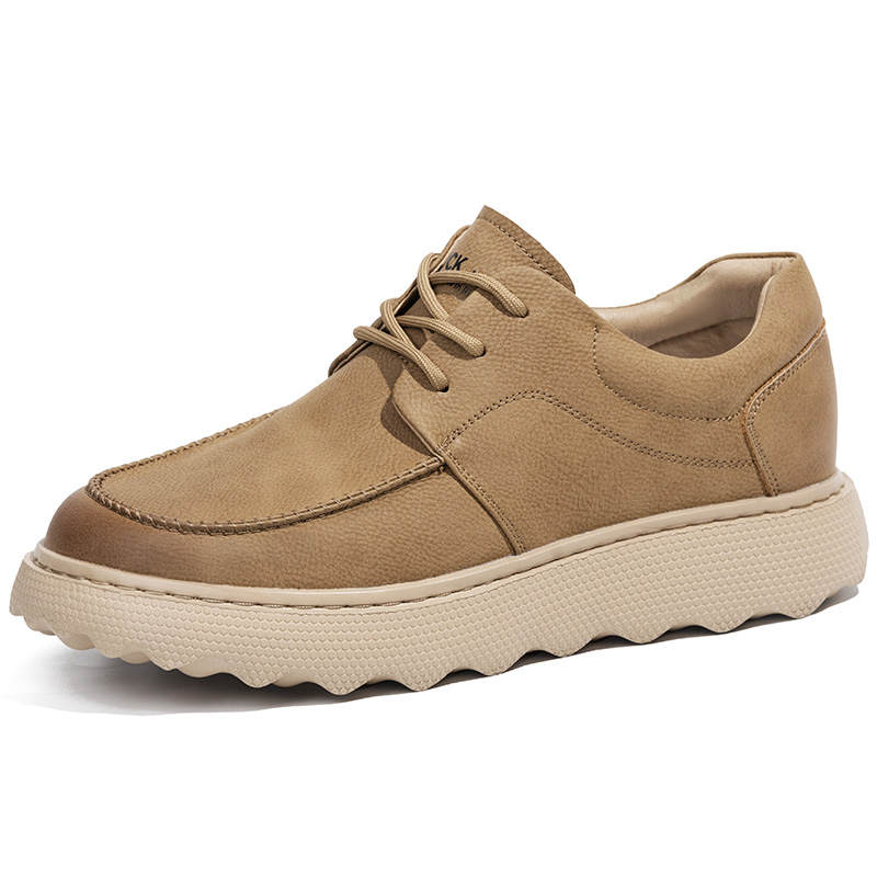 SULEGAO Cow Split Leather Men's Casual Shoes Men's Brown