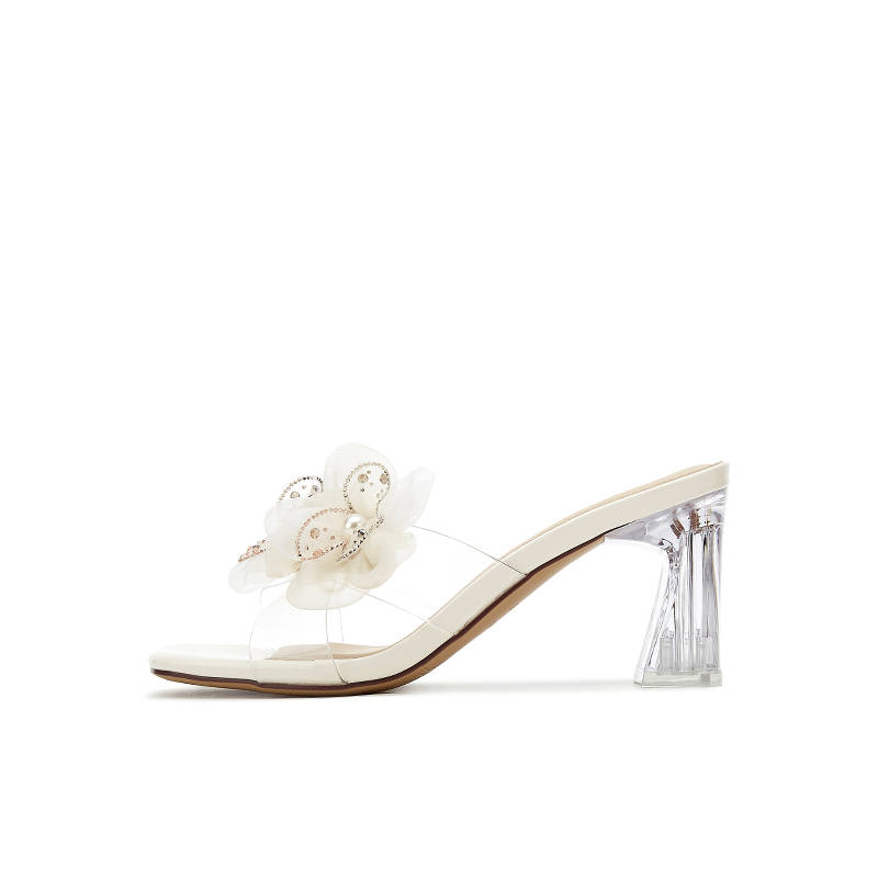 DAPHNE DAPHNE Leather Patchwork Quiet Slide Slippers Women's