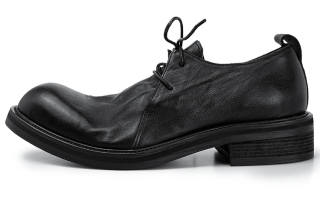 HUANXIANGZHE Original Designer Japanese Style Round Tip Platform Genuine Leather Casual Shoes Men's Black