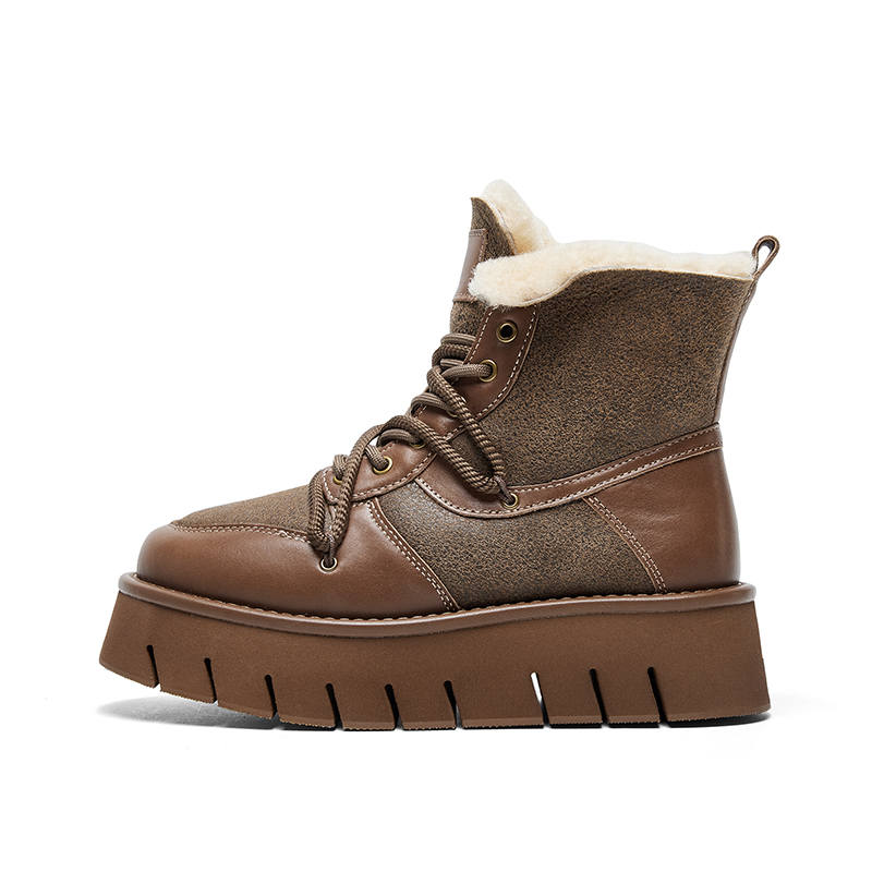 CHERYKALLY Top Grain Cow Leather Short Combat Boots Women's