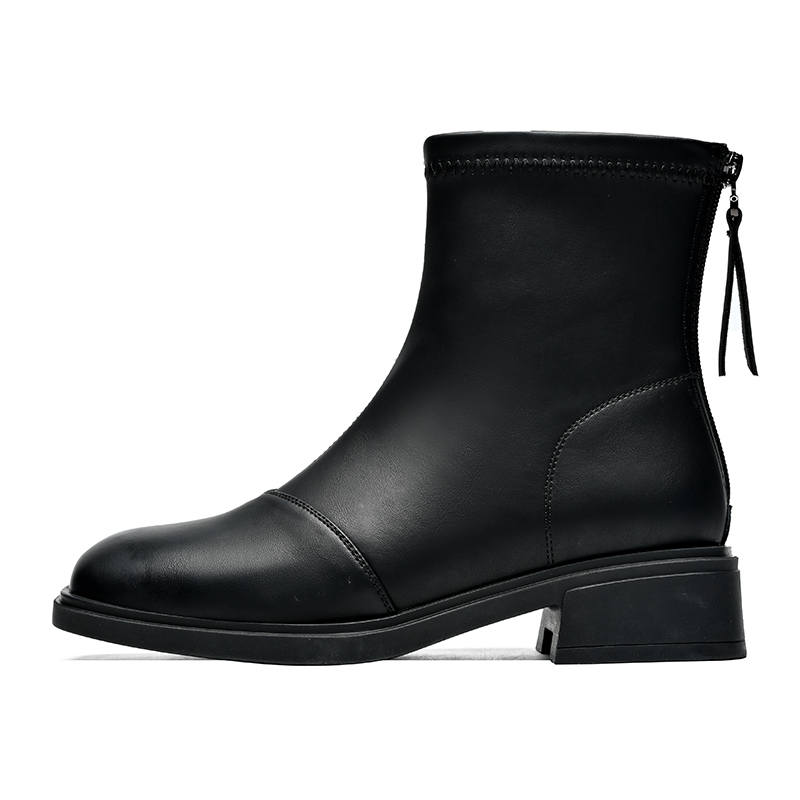 ZHR Pu Chunky Heel Ankle Boots 4cm Women's