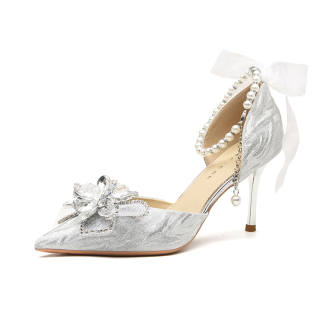 Ainer-cat Ainer cat Slim Heel High Heels 8cm Women's Silver