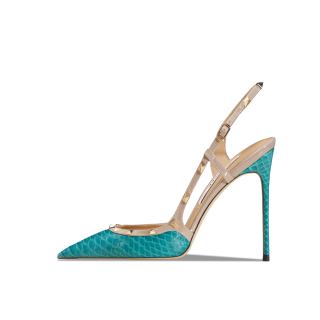 Suyymakk Microfiber Leather Slim Heel High Heels Women's Green