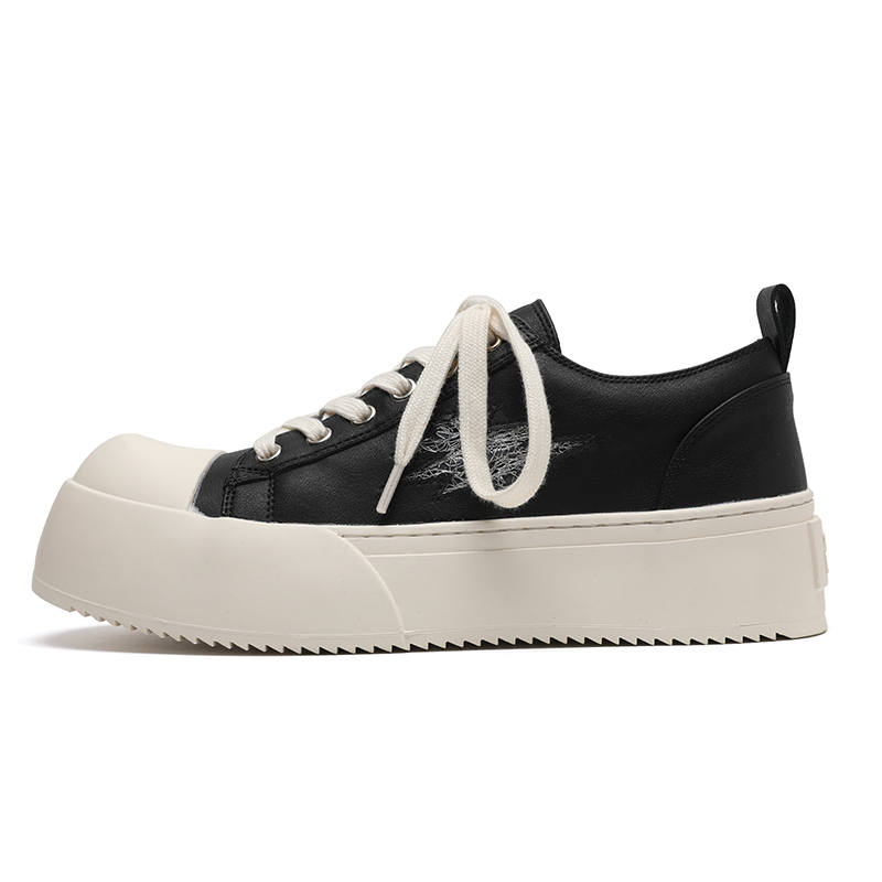 CHILANG CHILANG Microfiber Leather Low top Skateboard Shoes Unisex Black