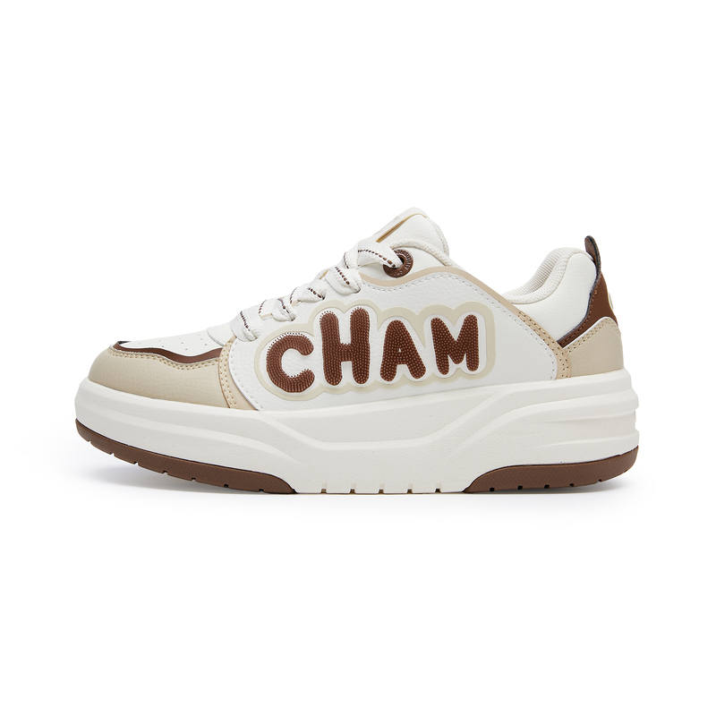 Champion School Team Shoes 2.0 Synthetic Leather Low top Skateboard Shoes Women's Wheat Brown Walnut