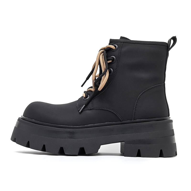 WEISHIBANGWEI WEISHIBANGWEI Microfiber Leather Short Combat Boots Unisex Black