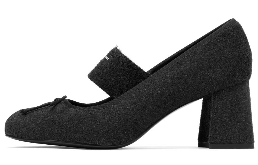 CHARLES&KEITH Small Ck PU, Textile Chunky Heel Mary Jane Shoes 6.5cm Women's