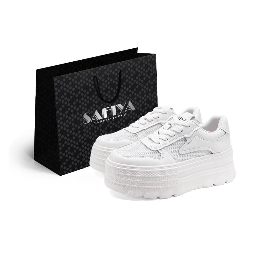 Safiya Cow Split Leather Low top Skateboard Shoes Women's White