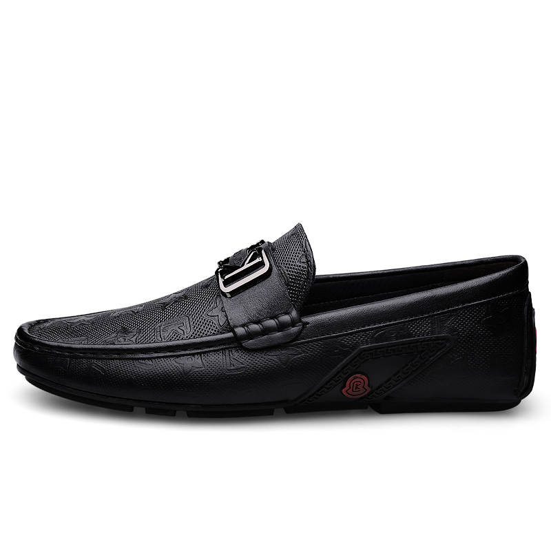 CKVUSAMG Top Grain Cow Leather Gommino Loafers Unisex Black