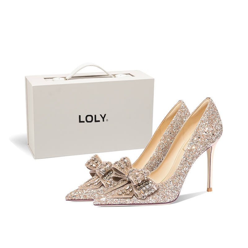 LOLY Slim Heel High Heels Women's Gold