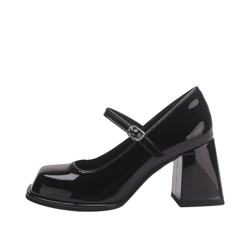 CAOT Pu Chunky Heel Mary Jane Shoes Women's Black Box