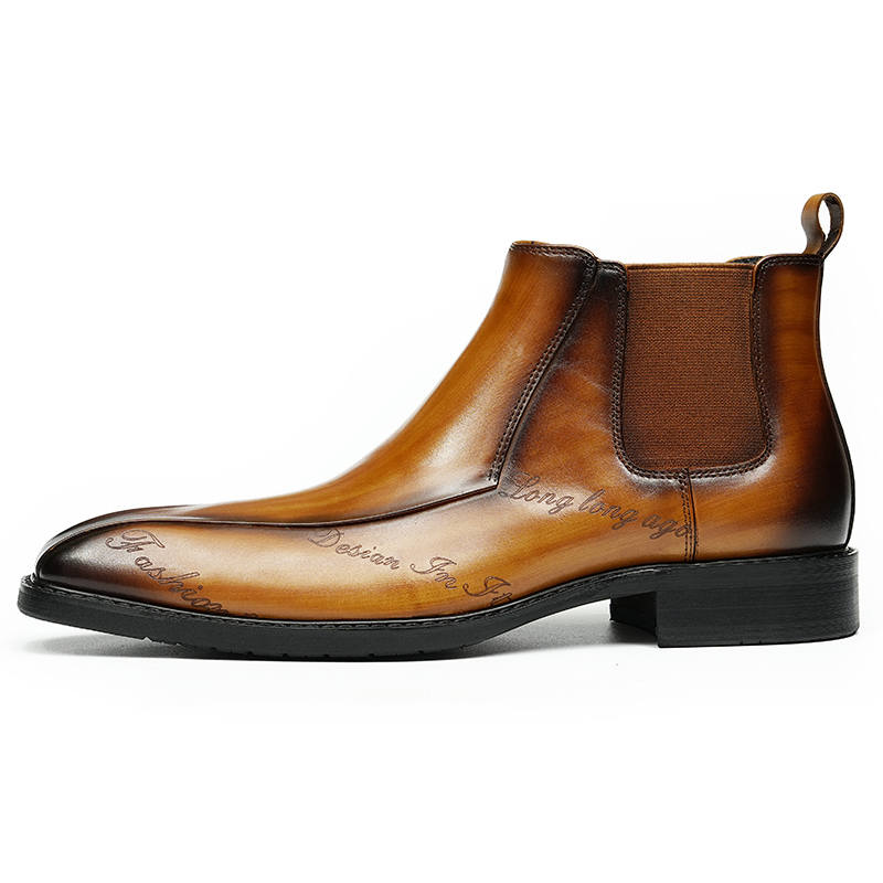 ASTON M.JAZZ Cow Leather Short Chelsea Boots Men's