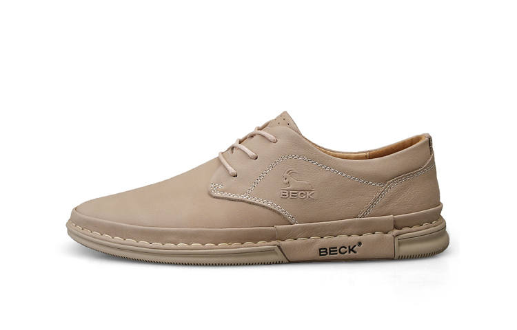 BECK Casual Leather Shoes Men's Low Top Sand/Khaki