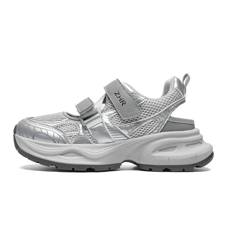 ZHR Xingji Silver Abrasion Resistant Breathable Low top Chunky Sneakers Women's Silver Gray