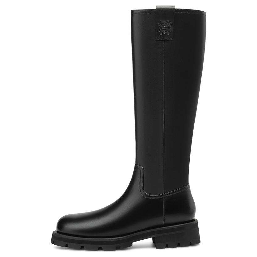 BOERDIQI Cow Leather Versatile Fleece Lined Knee high Boots 4cm Women's