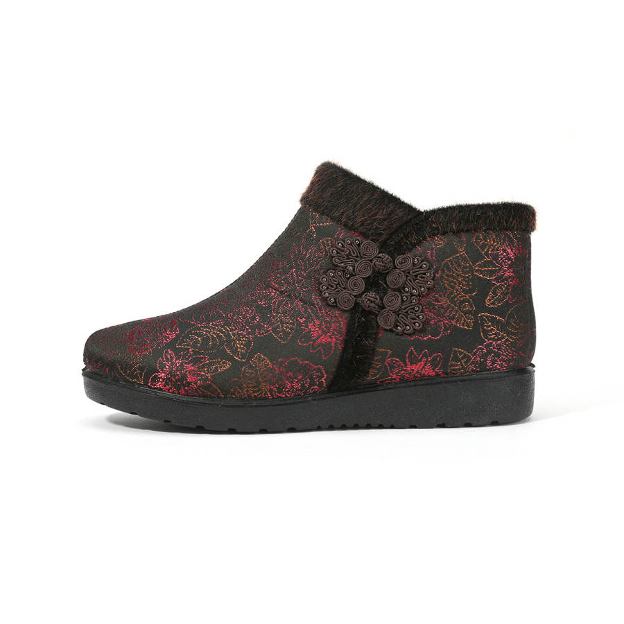LAOMEIHUA Fleece Lined Comfortable High top Insulated Shoes Women's Red